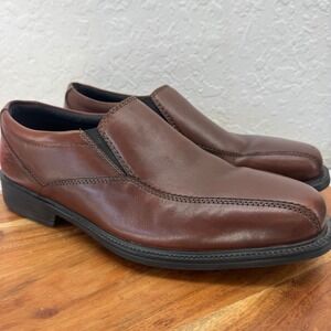 Bostonian Flexlite Mens Brown Leather Slip On Loafer Shoes Size 10 Wide